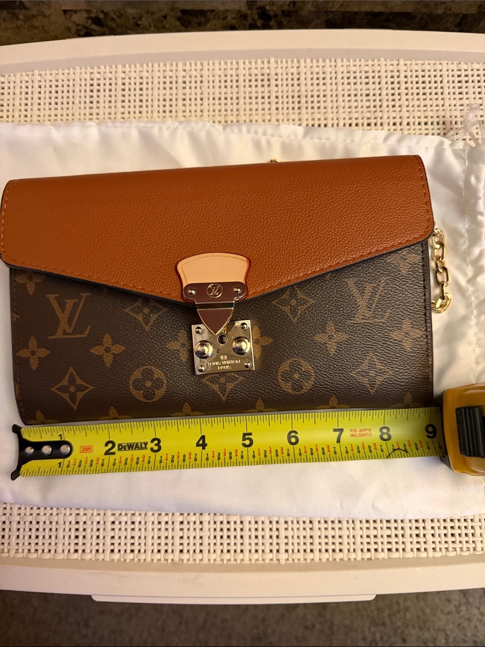 Brown Monogram Crossbody with Gold Chain - Picture 8 of 14